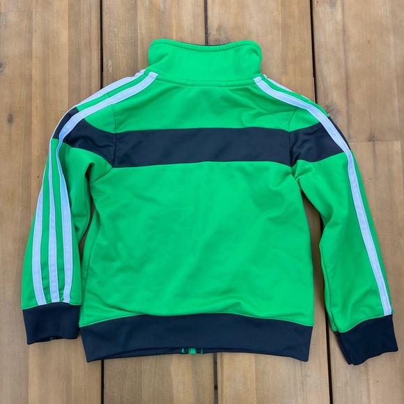 Adidas Lime Green and Grey Athletic Zip Up Jacket - Picture 2 of 7